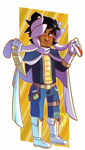 A raffle prize for a viewer on Twitch of her character as a Rubanian in TwistedFates. Drawn by orribu.